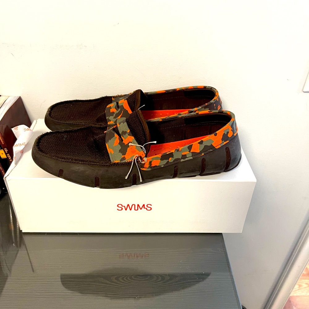 Swims penny Loafers Men Breeze Size 11 Camo/black Rubber Mesh Used Box $180